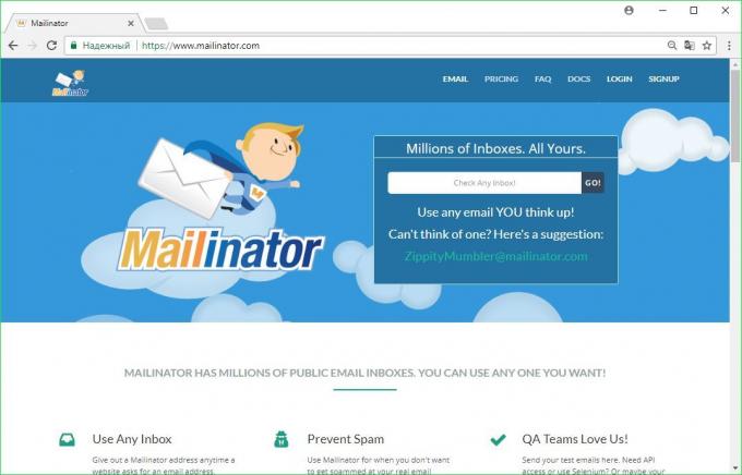 Email temporanea: Mailinator