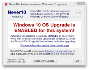 Never10 non consentire a Microsoft costretto ad aggiornare il sistema operativo a Windows 10