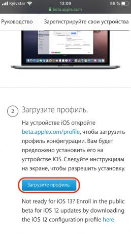 Come installare iOS 13 su iPhone: vai su "Registrazione del dispositivo"