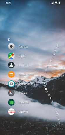 Launcher per Android Niagara Launcher: alfabeto può essere visualizzato sul l'onda giusta