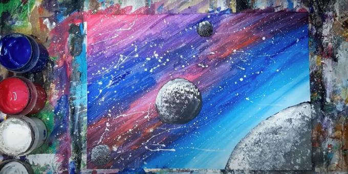Come dipingere lo spazio con la tempera: aggiungi altri due pianeti