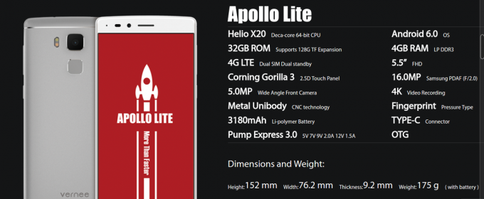 Apollo Lite: harketeristiki tecnica