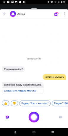 Yandex. Telefono: Alice, la musica del gioco