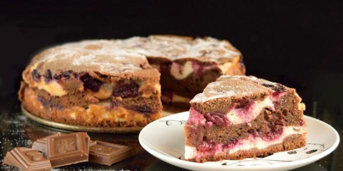 Torta al cioccolato con ricotta e ciliegie