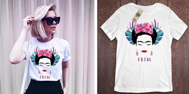 T-shirt di moda con AliExpress: T-shirt Frida Kahlo