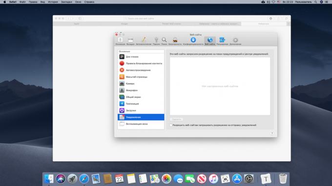 Configurare il Mac siti web divieto notifiche