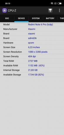 Panoramica Xiaomi redmi Nota 6 Pro: CPU-Z (continua)