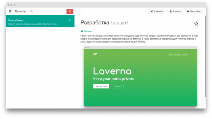 Laverna: un cliente on-line