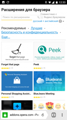 le estensioni del browser Yandex