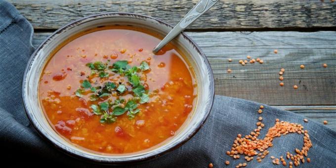 Zuppa di lenticchie rosse e tonno