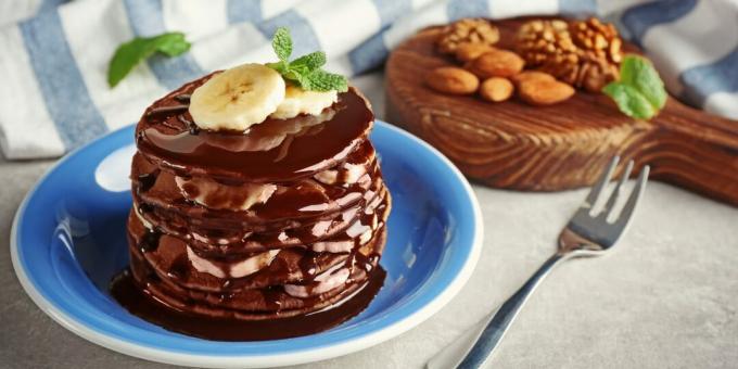 Pancake al cioccolato su kefir