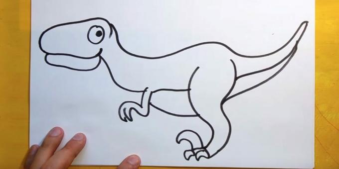 Disegna la zampa anteriore e l'addome del dinosauro.