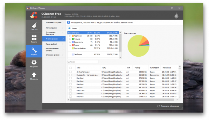 Spazio su disco rigido: CCleaner