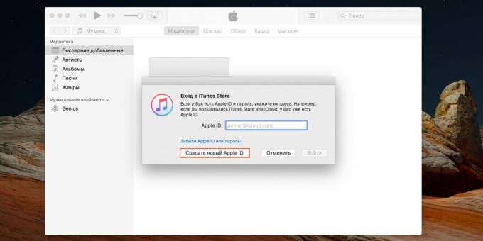 Come creare un ID Apple: fai clic su "Crea nuovo ID Apple"