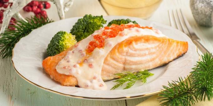 Salmone alla griglia con salsa allo champagne