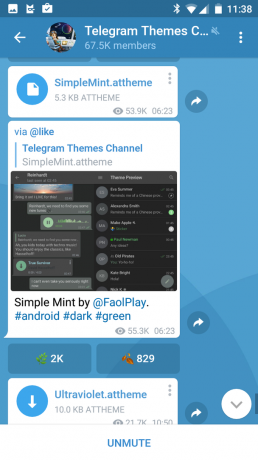 telegramma per Android: tema blu