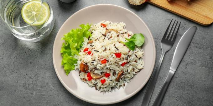 Pilaf quaresimale con funghi e peperoni