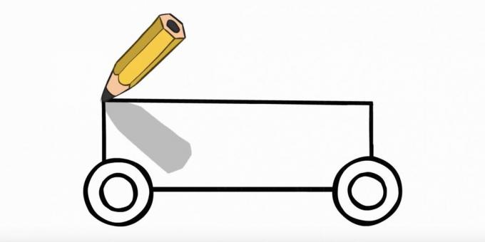 Come disegnare una macchina della polizia: collega le ruote in alto e in basso