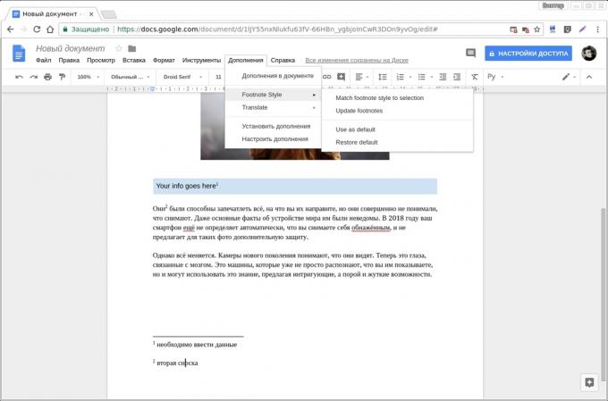 Google Documenti add-on: nota Style