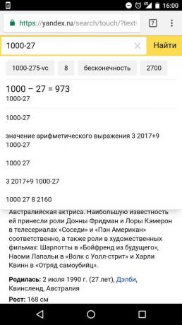 "Yandex": i calcoli nella barra di ricerca