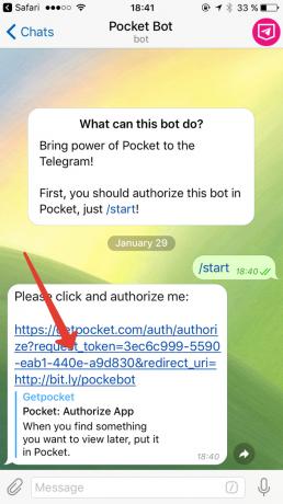 bots telegramma: Pocket Bot