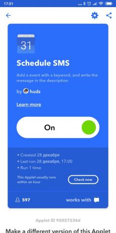 Pianificazione SMS per Android: IFTTT