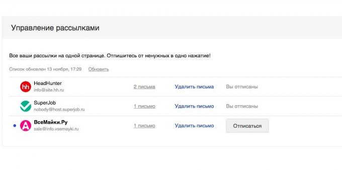 «Mail.ru Mail": gestione della distribuzione