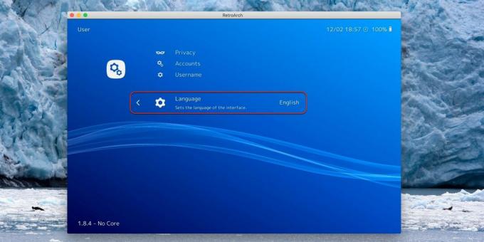 Retroarch: cambio di lingua