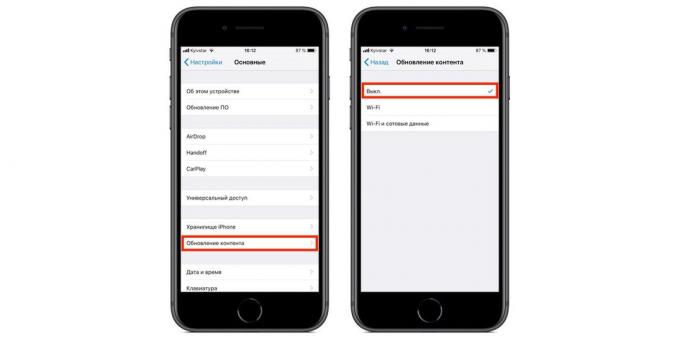 Come calibrare la batteria iPhone: Disattivare Aggiornamento app in background