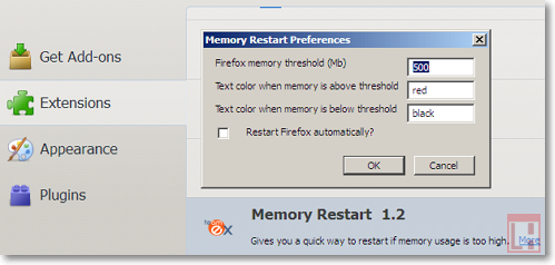 Memory Restart controlla la memoria utilizzata dal browser