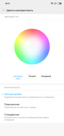 Panoramica Xiaomi redmi Nota 6 Pro: le impostazioni di colore