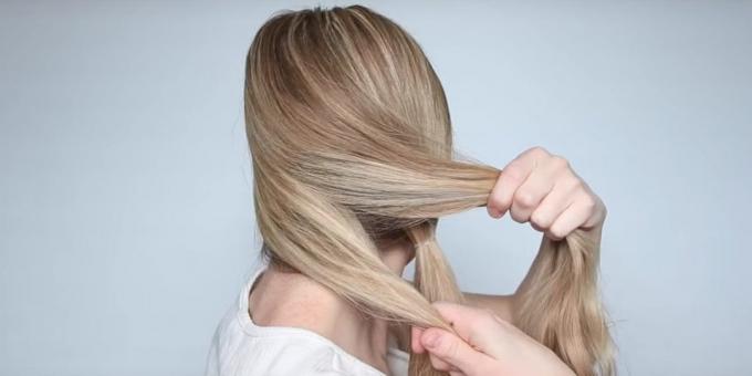 Acconciature per capelli lunghi: dividere un pezzo di capelli