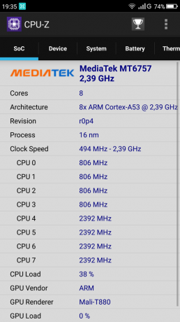 Umidigi S: processore CPU-Z