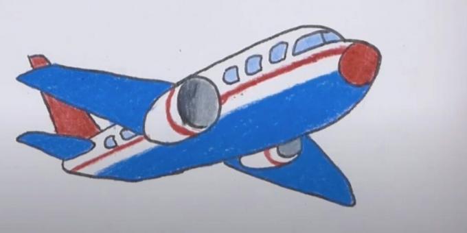 Come disegnare un aeroplano: dipingi sopra il vetro, la carenatura e la coda