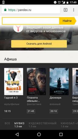 "Yandex": programmare il cinema selezionato