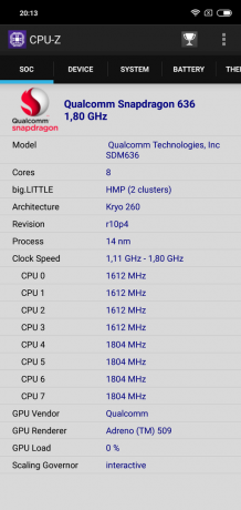 Panoramica Xiaomi redmi Nota 6 Pro: CPU-Z