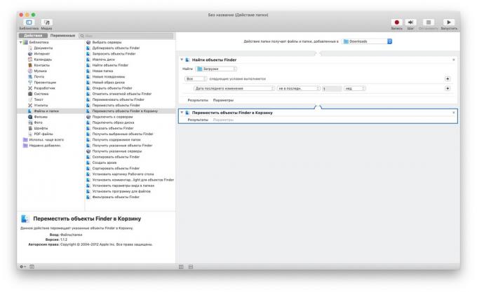 Automator su MacOS: pulizia cartella "Download"