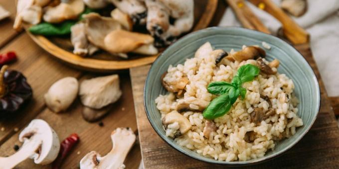 Riso con funghi prataioli e sedano