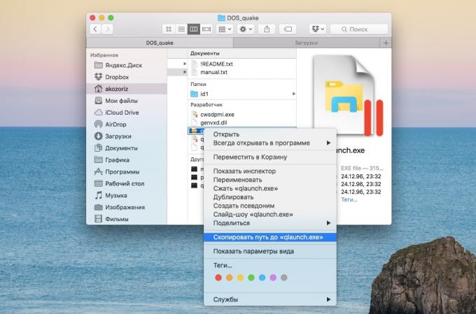 Copiare il percorso completo del file o della cartella in OS X El Capitan aiuto il tasto Opzione