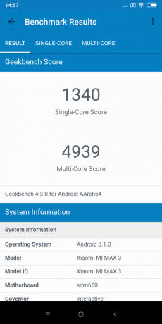 recensione Xiaomi Mi Max 3: GeekBench