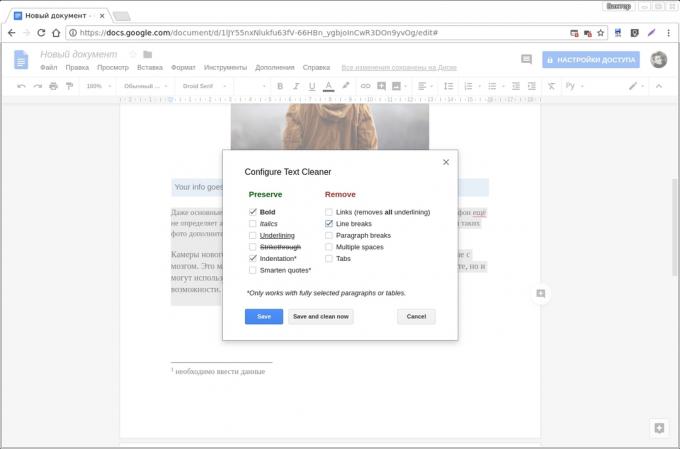 Google Documenti add-on: Testo Cleaner