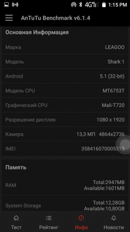 Leagoo Shark 1: esecuzione del test