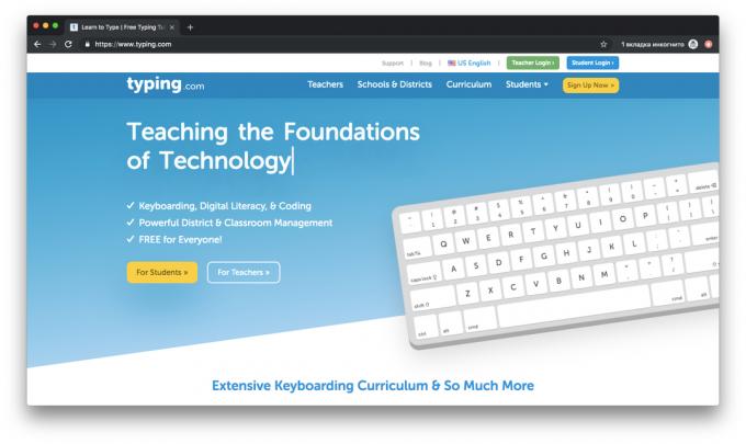 Typing.com - typing tutor in inglese