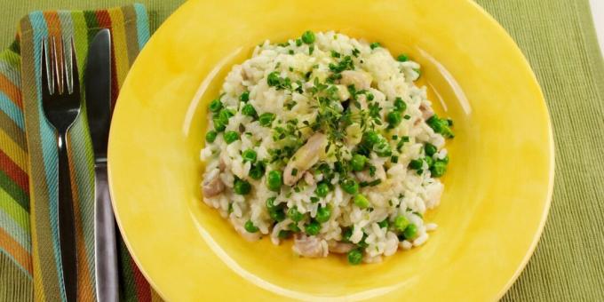 Risotto con pollo e piselli