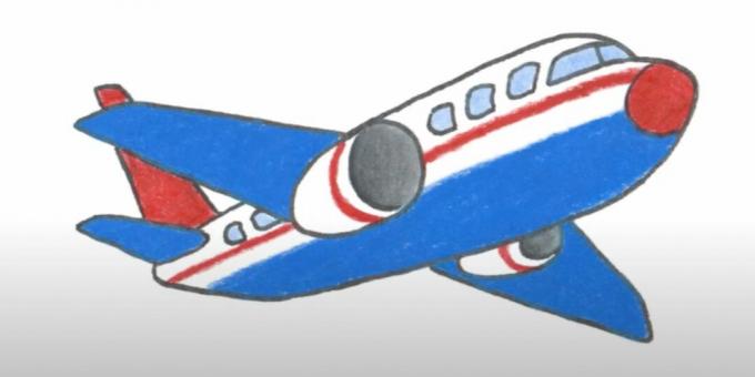 Come disegnare un aeroplano: disegnare un aeroplano con le matite colorate