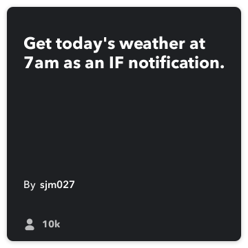 IFTTT Ricetta: Get meteo di oggi alle 7 del mattino come una notifica di iOS. collega meteo per IOS notifiche