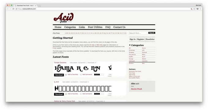 Dove i font scaricare gratuitamente: Acid Fonts
