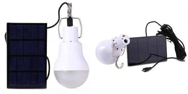 lampadina con una batteria solare
