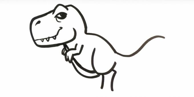 Come disegnare un tirannosauro: aggiungi l'addome e parte della zampa
