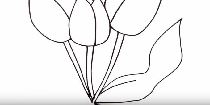 Come disegnare un tulipano: dipingi la foglia giusta
